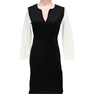 VICTORIA'S SECRET Black White Colorblock Long Sleeve Dress Size 0 Classy Work